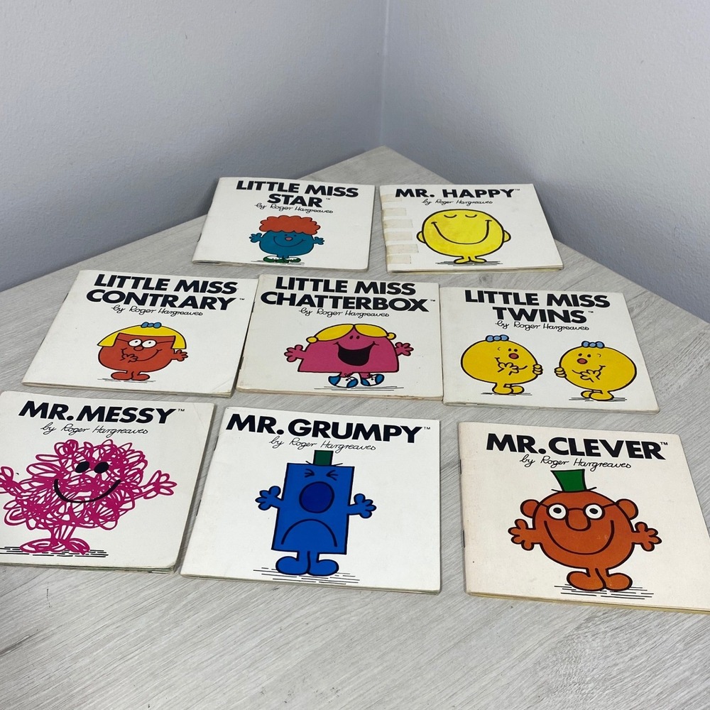 Lot of 8 VTG Mr Men Little Miss Books Roger Hargreaves Price Stern Sloan 1980s